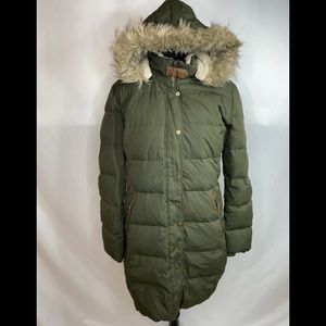 Ralph Lauren XL Faux Trim Down Green Parka Jacket